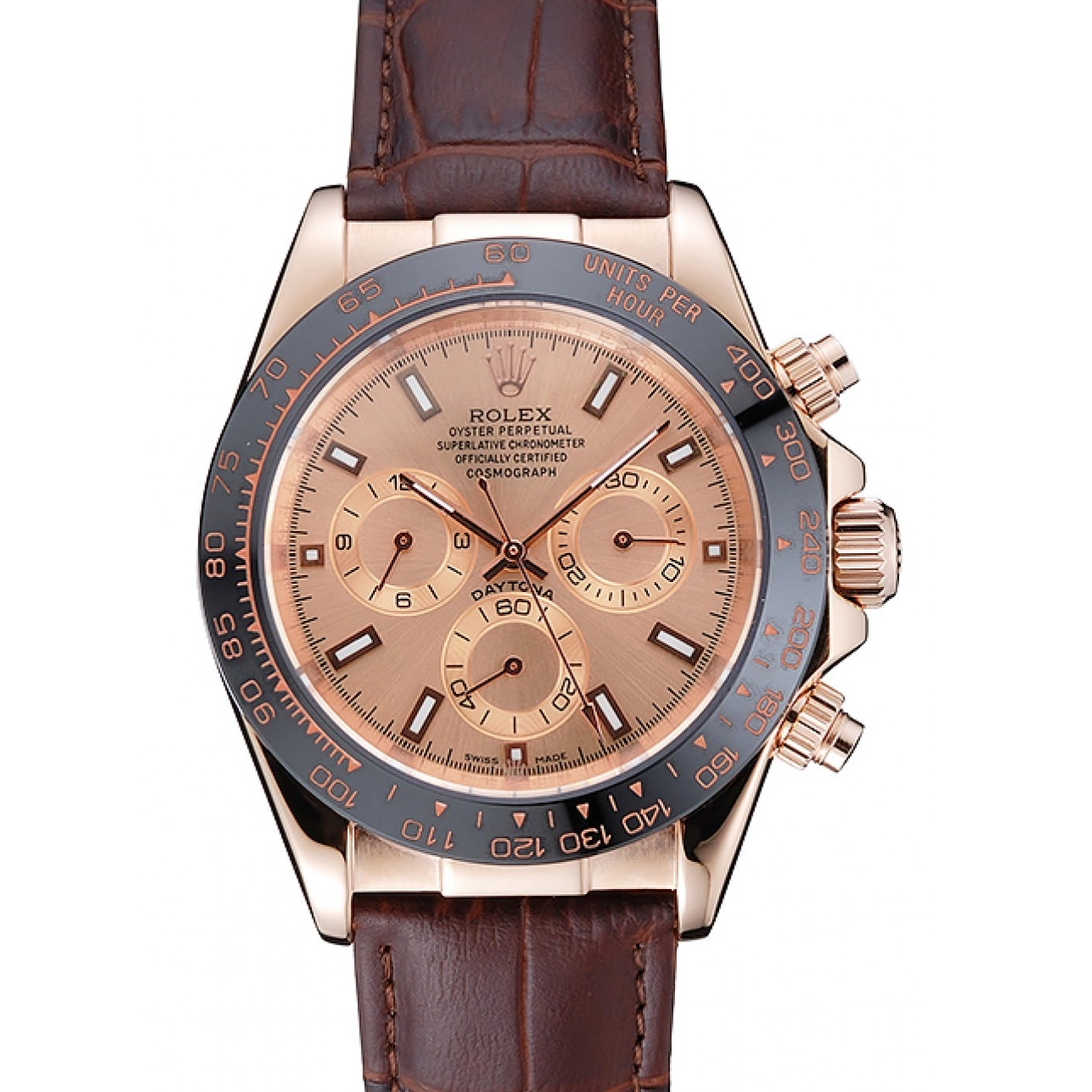Best AAA Replica Sites Rose Bracelet Leather Cosmograph Brown Rolex Gold 1454243 Daytona Dial Brown Case 0518